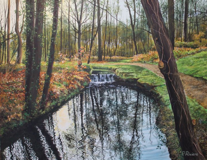 Painting titled "Dans le bois de Vin…" by Pascal Riviere, Original Artwork, Acrylic Mounted on Wood Stretcher frame