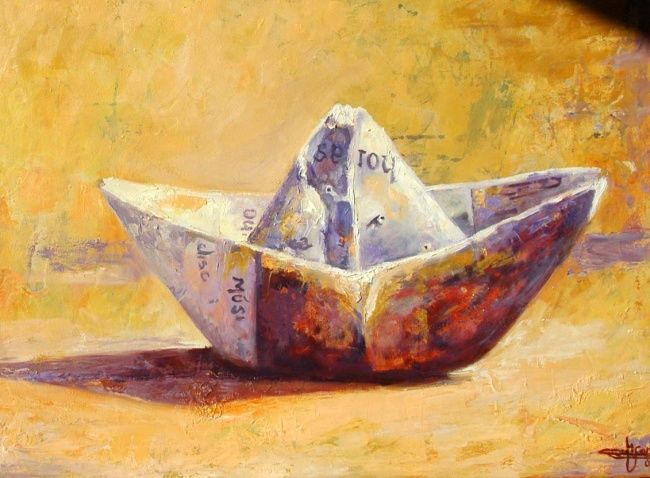 Painting titled "de papel" by Maribel Caro, Original Artwork