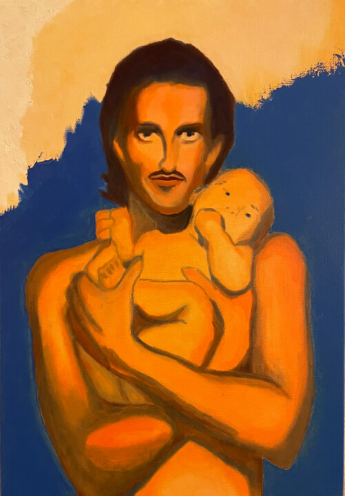 Painting titled "Jesus and Child / M…" by Pierre Heiffel, Original Artwork, Oil