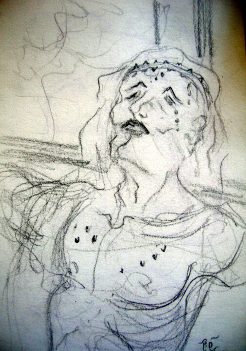 Disegno intitolato "Christ" da Pasquale Desantis, Opera d'arte originale, Matita