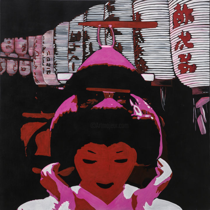 Painting titled "Geiko Of Gion" by Pasquale Pacelli, Original Artwork, Acrylic