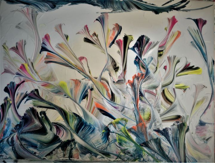 Peinture intitulée "algues" par Jpc, Œuvre d'art originale, Acrylique