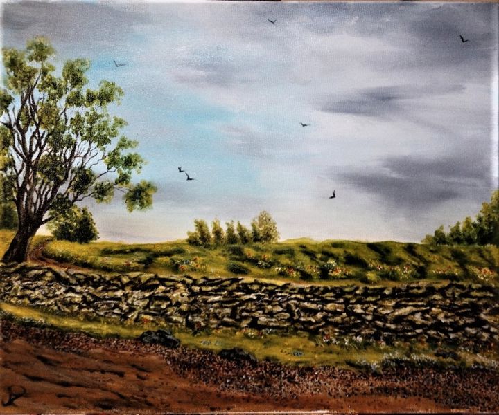 Peinture intitulée "paysage campagne" par Jpc, Œuvre d'art originale, Acrylique
