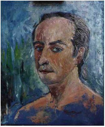 Pintura titulada "Auto-retrato (espát…" por Rodolfo Passaporte, Obra de arte original, Oleo