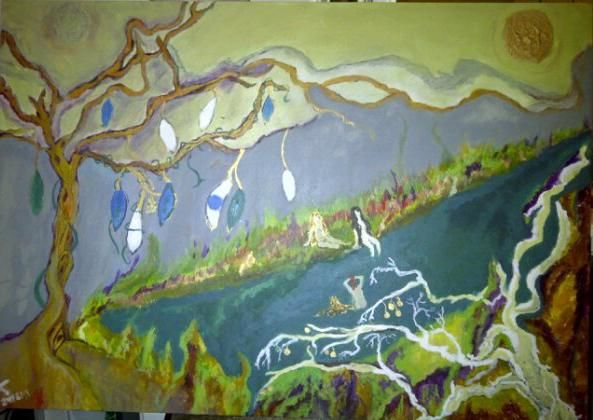 Peinture intitulée "The river" par Jasmin Jumah, Œuvre d'art originale