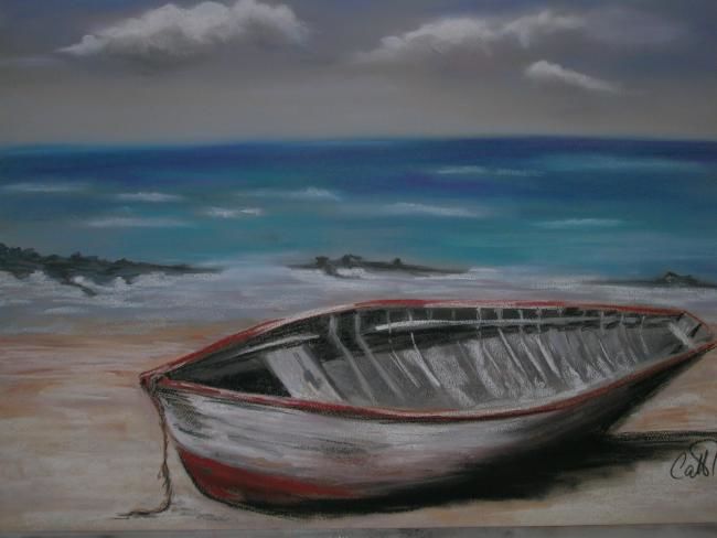 Drawing titled "la barque" by Catherine Lemaire, Original Artwork