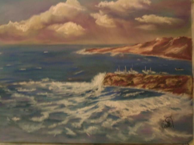 Dessin intitulée "mer agitée" par Catherine Lemaire, Œuvre d'art originale