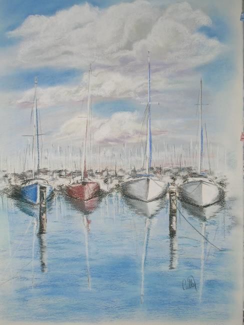 Drawing titled "reflets" by Catherine Lemaire, Original Artwork