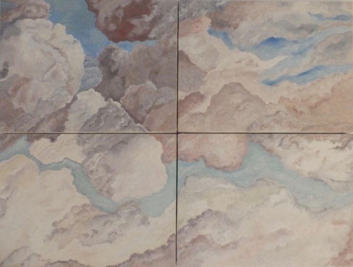 Painting titled "Les nuages" by Pastel Créations, Original Artwork, Oil