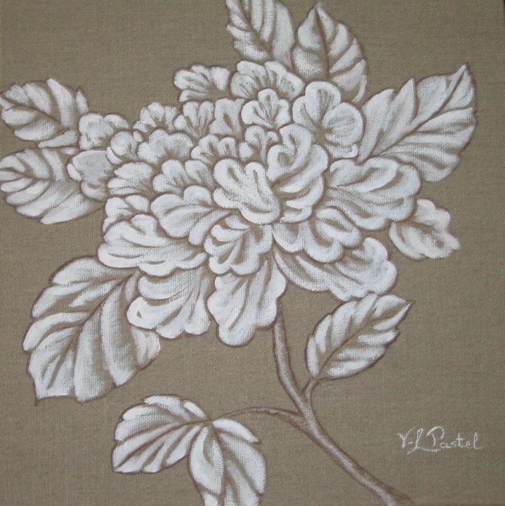 "Fleur Monochrome" başlıklı Tablo Pastel Créations tarafından, Orijinal sanat, Petrol