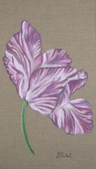 Painting titled "tulipe-bi-color.jpg" by Pastel Créations, Original Artwork