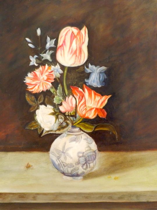 Malerei mit dem Titel "Bouquet Hollandais" von Pastel Créations, Original-Kunstwerk, Öl