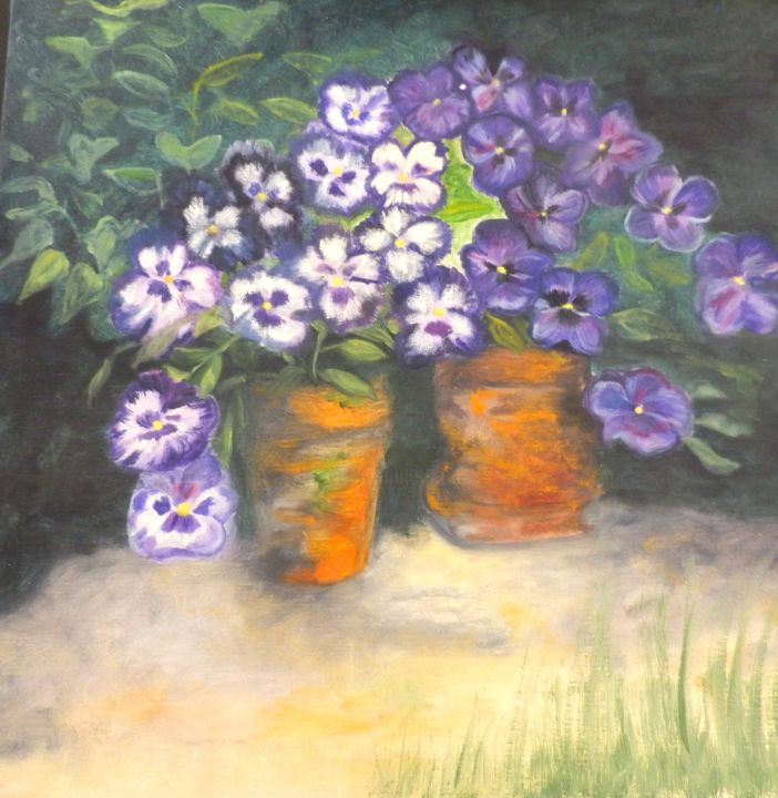 Painting titled "pensees-50x50.jpg" by Pastel Créations, Original Artwork