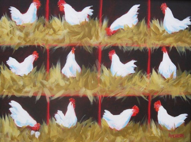 Painting titled "Hen House" by Pam Carlson, Original Artwork