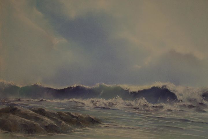 Peinture intitulée "marée-montante" par Christian Le Gall, Œuvre d'art originale, Pastel