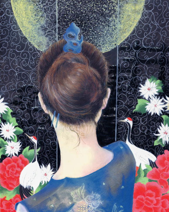 Картина под названием "comptemplation" - Mireille Désir Valéry, Подлинное произведение искусства, Пастель