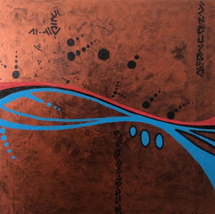 Painting titled "Tablette Mars" by Pasthete // Salima Woestyn, Original Artwork, Acrylic