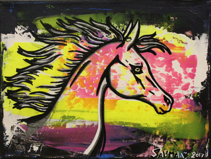 Painting titled "cheval" by Pasthete // Salima Woestyn, Original Artwork, Other
