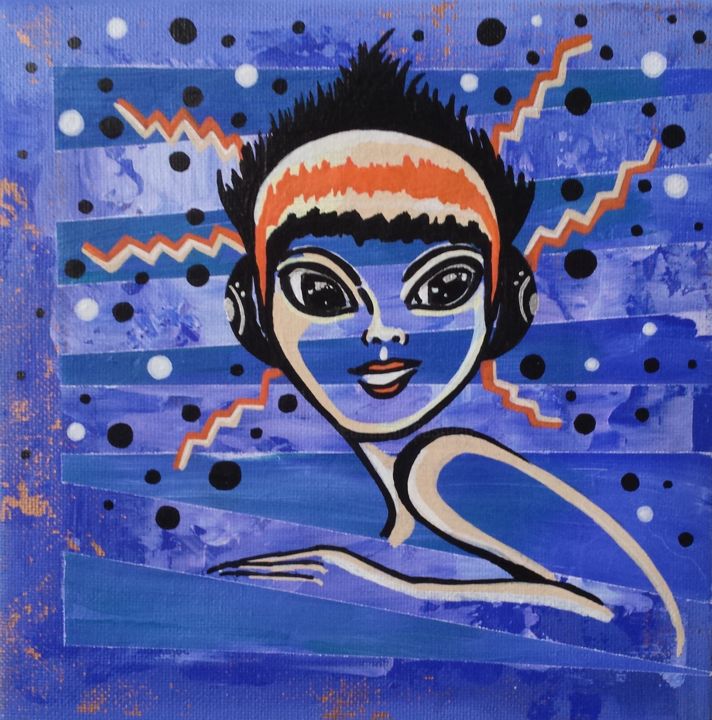 Painting titled "Lili, fée énergie" by Pasthete // Salima Woestyn, Original Artwork, Acrylic