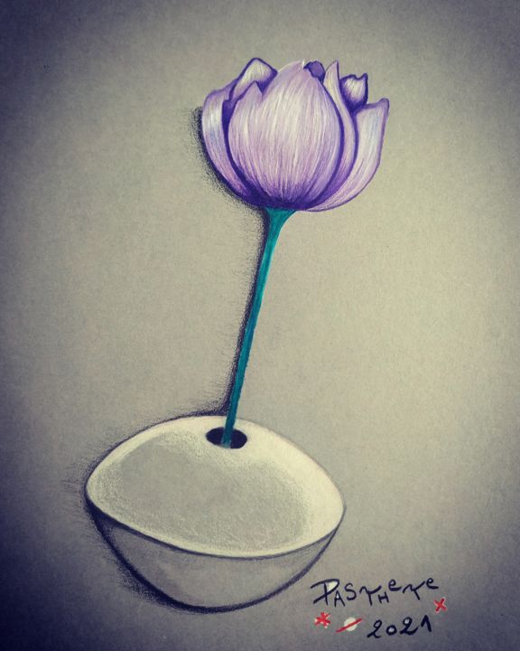 Drawing titled "Flower" by Pasthete // Salima Woestyn, Original Artwork, Pencil