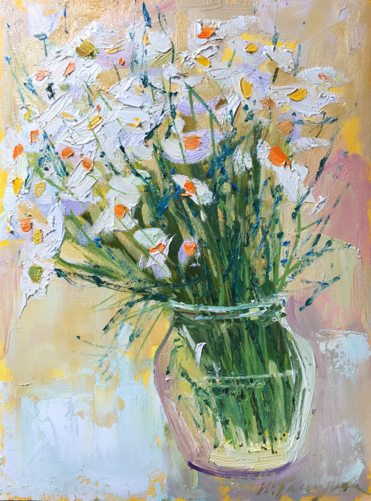 Malarstwo zatytułowany „Summer in a bouquet” autorstwa Yuliia Pastukhova, Oryginalna praca, Olej