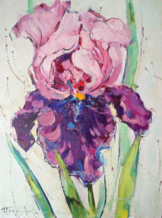 Картина под названием "Iris" - Yuliia Pastukhova, Подлинное произведение искусства, Масло