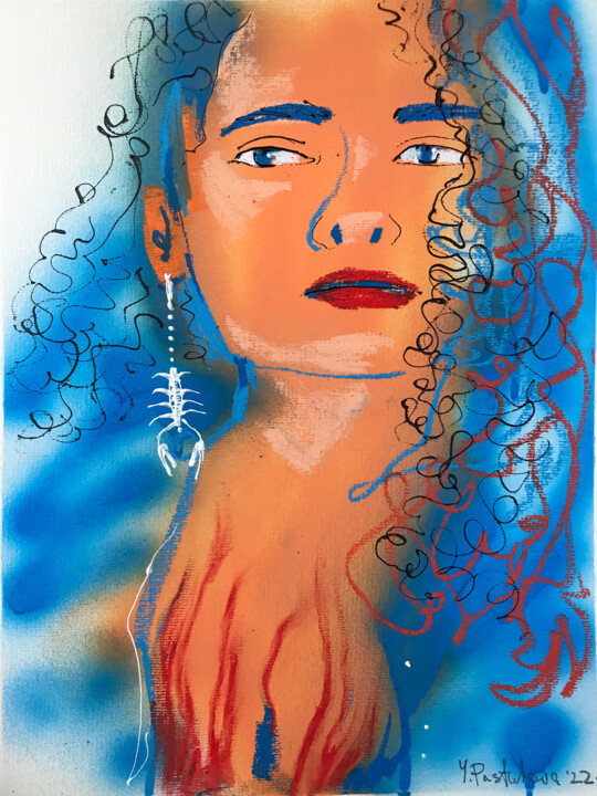 Painting titled "Scrape scorpio girl…" by Yuliia Pastukhova, Original Artwork, Acrylic
