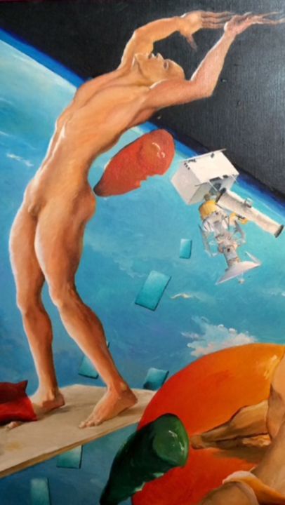 Peinture intitulée "Natonaute" par Patrick Couvet, Œuvre d'art originale, Huile
