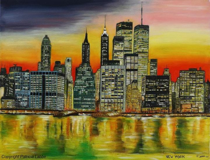 Painting titled "City of light-New-Y…" by Patricia Labbe Lacroix, Original Artwork