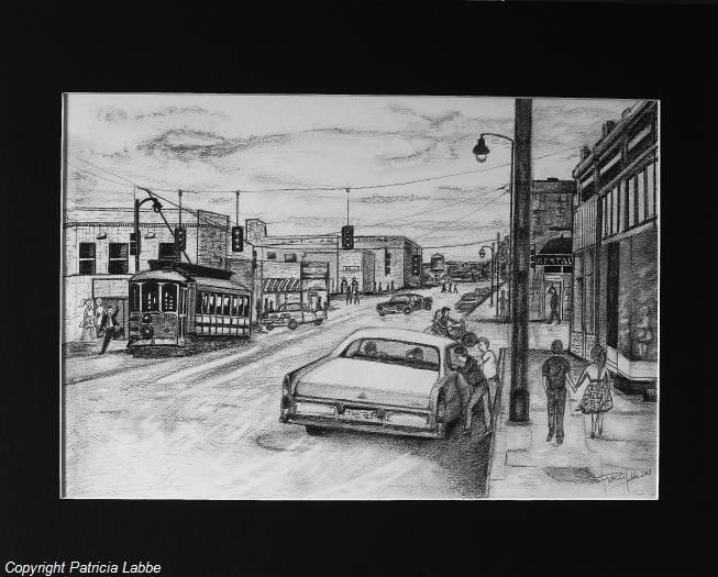 Drawing titled "Memphis street" by Patricia Labbe Lacroix, Original Artwork