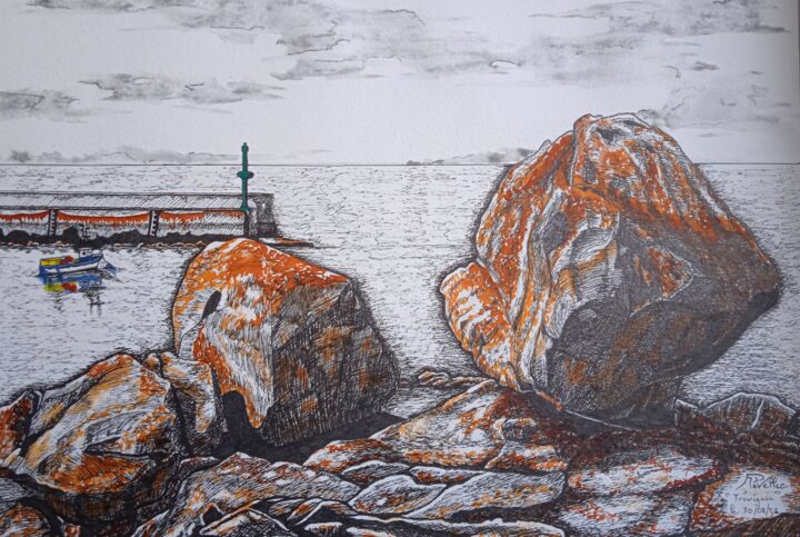 Dibujo titulada "Rochers emblématiqu…" por Patrick Mévellec, Obra de arte original, Tinta