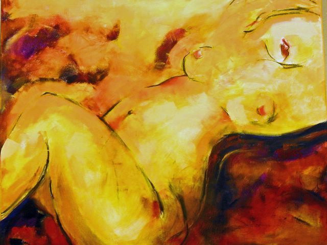 Pintura titulada "desnudo en naranjas" por Patricia Paats, Obra de arte original