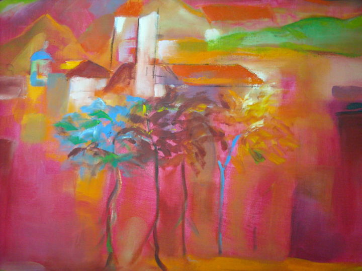 Painting titled "VERANO EN ROSAS" by Patricia Paats, Original Artwork