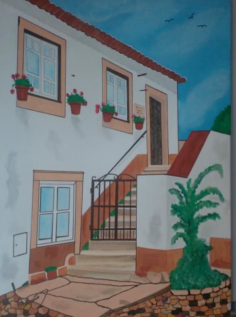 Painting titled "Vista de Óbidos III" by Eduardo Patarrão, Original Artwork