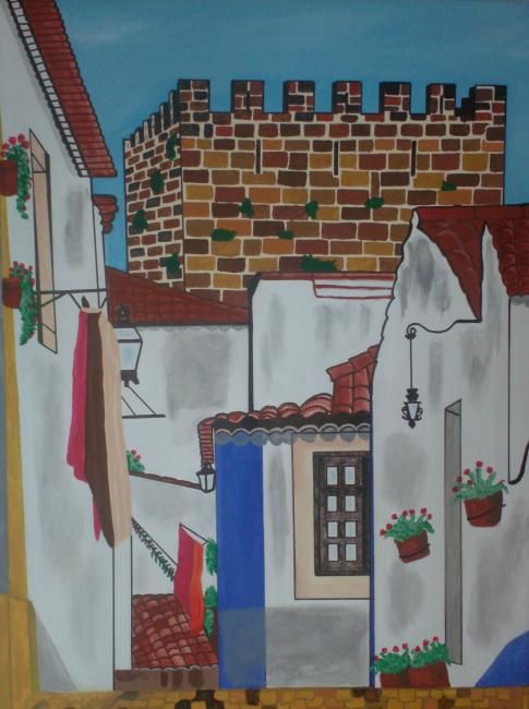 Painting titled "Vista de Óbidos IV" by Eduardo Patarrão, Original Artwork