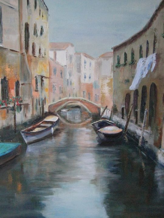 Peinture intitulée "venise : douceur du…" par Patricia Candiotto, Œuvre d'art originale, Huile