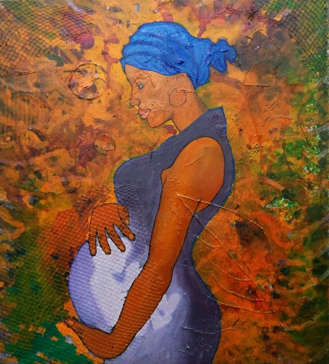 Peinture intitulée "THANK YOU MUM" par Paterne Dokou, Œuvre d'art originale, Acrylique