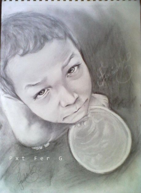 Drawing titled "niño que  miras" by Pat Ferg, Original Artwork