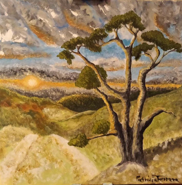 제목이 "Il sole sorge sempre"인 미술작품 Patrizia Ferrara로, 원작, 아크릴 나무 들것 프레임에 장착됨
