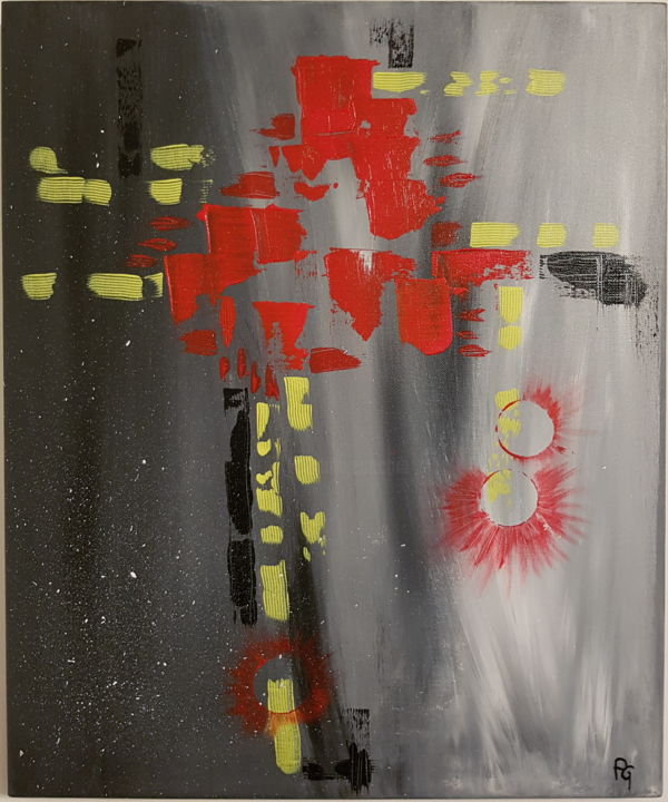 Картина под названием "Abstract Flower" - Pat Guile, Подлинное произведение искусства, Акрил