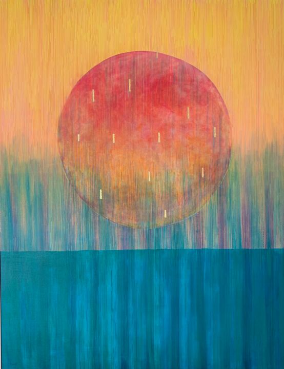 Painting titled "GRAND SOL" by Pati Guyot, Original Artwork, Acrylic Mounted on Wood Stretcher frame