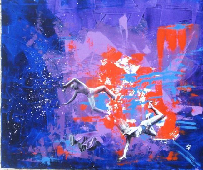 Peinture intitulée "Falling" par Patricia Klimov, Œuvre d'art originale, Huile