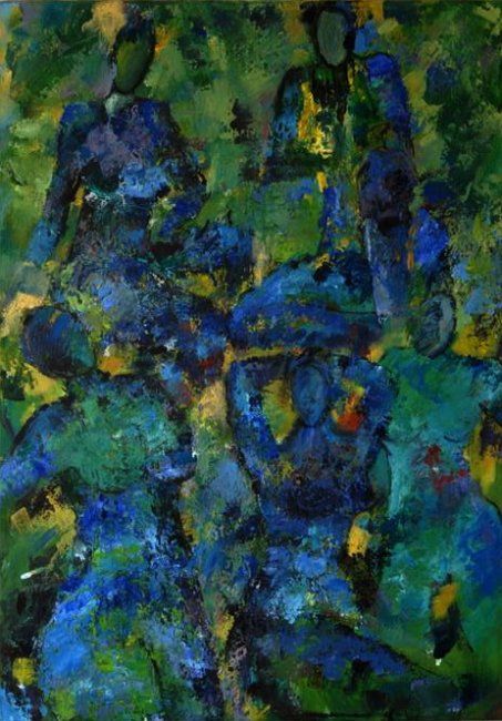 Peinture intitulée "Dans le bleu" par Patricia Weber-Liska, Œuvre d'art originale
