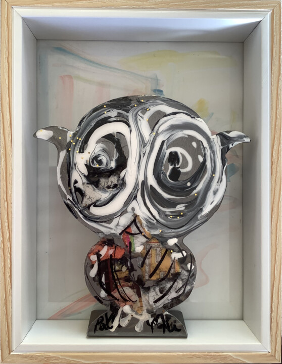 Escultura titulada "CHOUETTE 15 DANS CA…" por Patmoli, Obra de arte original, Acero inoxidable