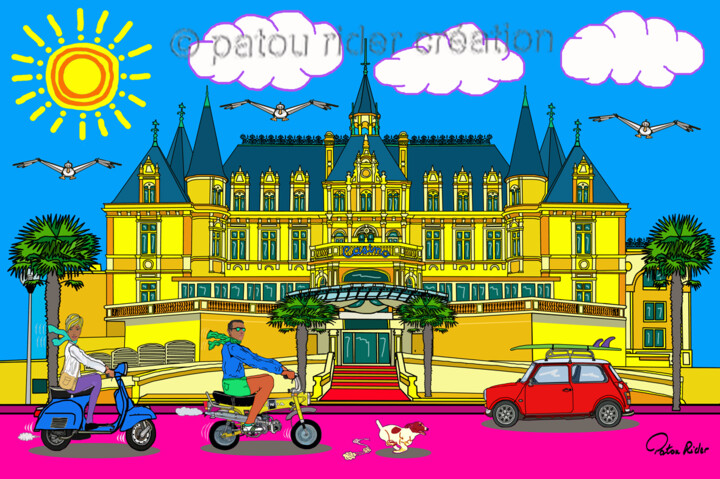 Digital Arts titled "LE CASINO D'ARCACHON" by Patou Rider, Original Artwork, Digital Painting