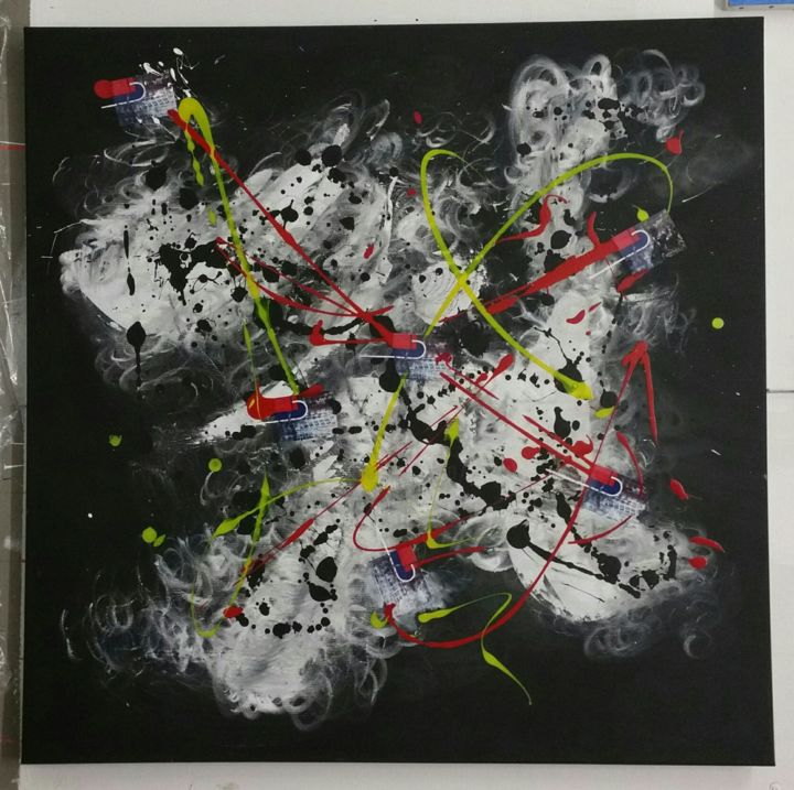 Painting titled "évaporation tumultu…" by Patou.B, Original Artwork, Acrylic