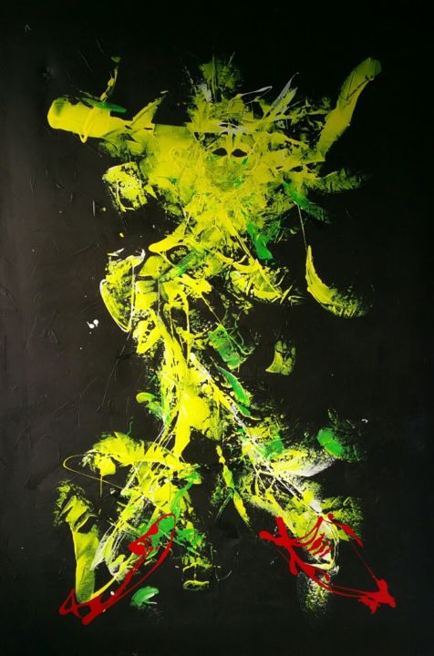 Painting titled "dancer with red sho…" by Patou.B, Original Artwork, Acrylic
