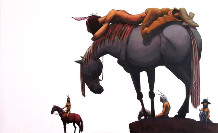 Painting titled ""Indiens"" by Patou Deballon, Original Artwork, Acrylic