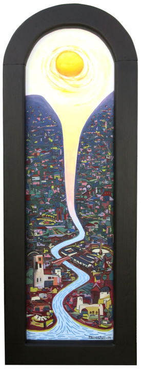 Painting titled ""Ville" - ciudad -…" by Patou Deballon, Original Artwork, Acrylic