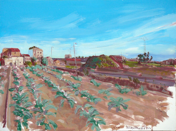 Painting titled ""Huerta 1"" by Patou Deballon, Original Artwork, Acrylic
